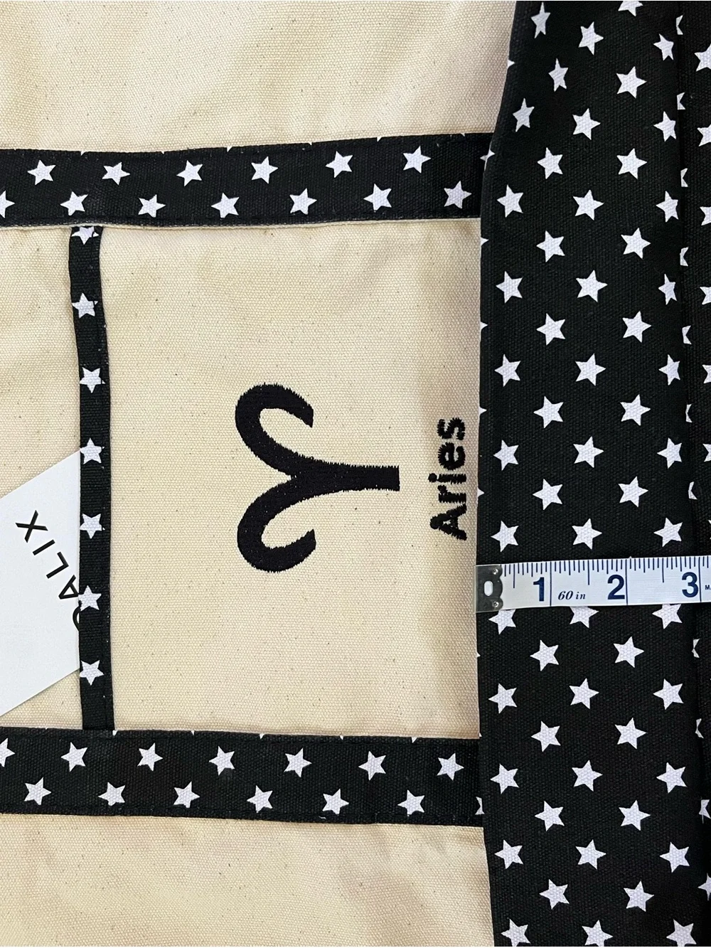 Zodiac Sign Shopping Canvas Tote Bag Black Star Horoscope Gifts - Aries